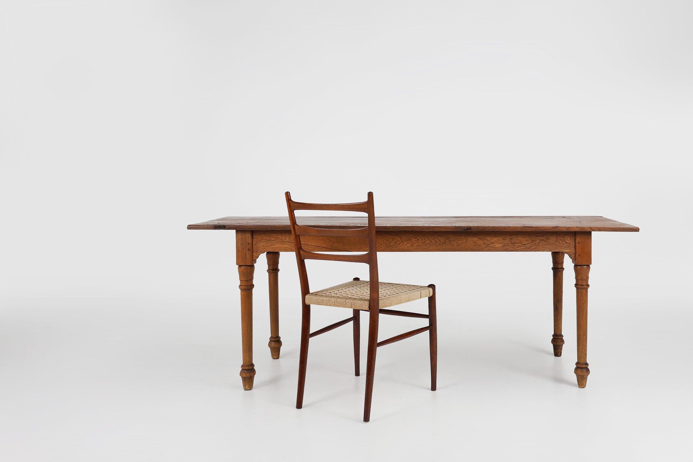 Rustic farmhouse table in oak wood, France ca. 1850thumbnail